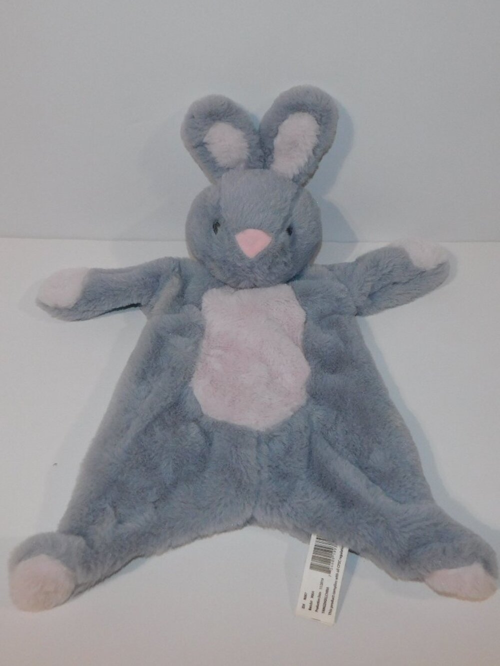 Kellytoy Gray Bunny Crinkle Rattle Flat Security Blanket Baby Lovey K Luxe 18"